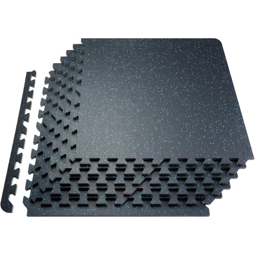 Мат-пазл DualMat 60×60×1,2 (чорний/сині вкраплення) — 1 шт, код: W-RUB60-12-BLUE-1-IF
