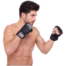 Рукавички для змішаних єдиноборств MMA Top King Super шкіряні S, чорний, код: TKGGS_SBK