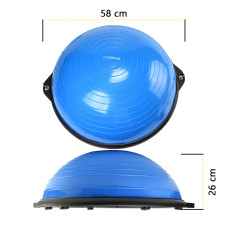 Балансувальна платформа (півсфера) Cornix Bosu Ball 58 см з еспандерами Blue, код: XR-0457