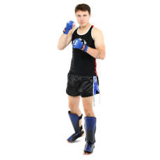 Захист гомілки та стопи дитячий Муай Тай, ММА, Кікбоксинг Maraton XL, синій-чорний, код: BO-9321_XLBLBK