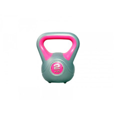 Гиря LiveUp Plastic Kettel Bell 2 кг, сірий-рожевий, код: 6951376138931