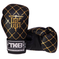 Рукавички боксерські Top King Chain шкіряні 14 унцій, чорний-золотий, код: TKBGCH_14BKG-S52