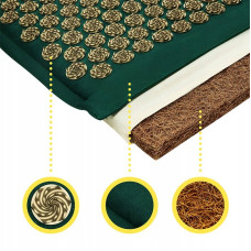 Килимок акупунктурний з подушкою 4Fizjo Eco Mat Аплікатор Кузнєцова 680х420 мм, Navy Green/Gold, код: P-5907739312891