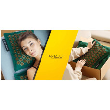 Килимок акупунктурний з подушкою 4Fizjo Eco Mat Аплікатор Кузнєцова 680х420 мм, Navy Green/Gold, код: P-5907739312891
