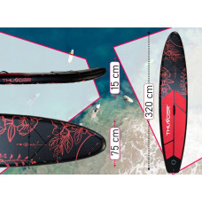Надувна SUP дошка Thunder Moth з веслом, 3200х760х150 мм, чорний-рожевий, код: SUP-MOTH
