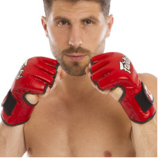 Рукавички для змішаних єдиноборств MMA Fairtex шкіра розмір M, червоний, код: FGV12_MR
