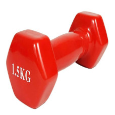Гантель для фітнесу EasyFit 1х1,5 кг з вініловим покриттям, червона, код: EF-2649-R-EF