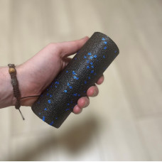 Масажний ролик (роллер) гладкий PowerPlay Mini EPP Foam Roller 150x53 мм, чорний-синій, код: PP_4346_Blue_(15x5)