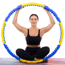 Обруч для схуднення масажний розбірний Хула Хуп FitGo Dynamic Hoop 8 секцій, жовтий-синій, код: JS-6018-S52