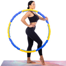 Обруч для схуднення масажний розбірний Хула Хуп FitGo Dynamic Hoop 8 секцій, жовтий-синій, код: JS-6018-S52
