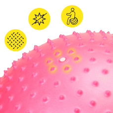 М'яч для фітнесу (фітбол) Cornix 65 см масажний Anti-Burst Pink, код: XR-0485