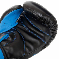 Рукавички боксерські Top King шкіра, 14oz, чорний-синій, код: TK0363_14BL