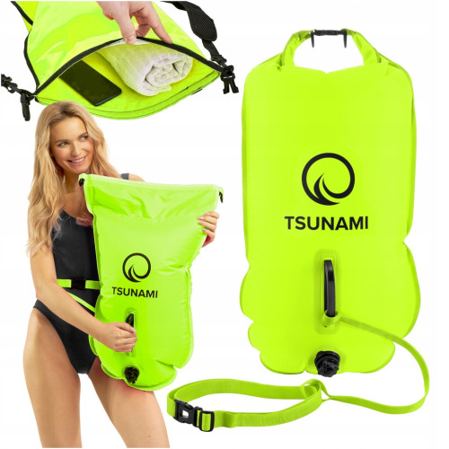 Буй для плавання Tsunami надувний 2 в 1, 560x240x220 мм, жовтий, код: P-5907739314024