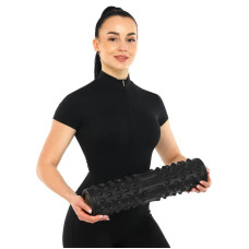Ролер масажний циліндр (ролик мфр) FitGo Grid Spine Roller, 450x105 мм, чорний, код: FI-9388_BK