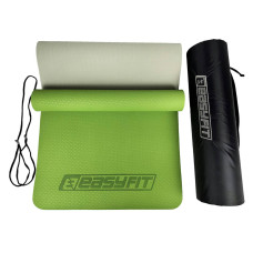 Килимок для йоги та фітнесу EasyFit TPE+TC двошаровий + чохол, 1830х610х6 мм, зелений з сірим, код: EF-1924E-GNGY-EF