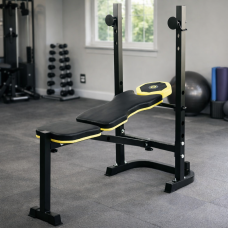 Тренувальна лавка Besport WB-003 горизонтальна для жиму зі стійкою під штангу, код: 0012000066003
