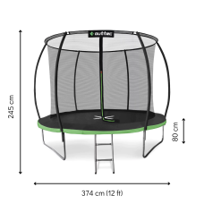 Батут Outtec Premium 12ft (374см) чорно-зелений з внутрішньою сіткою, код: 5907766665878