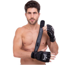 Рукавички для змішаних єдиноборств MMA Top King Super шкіряні L, чорний, код: TKGGS_LBK