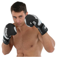 Боксерські рукавиці Hard Touch 10 унцій, чорний-блакитний, код: BO-8469_10BKN