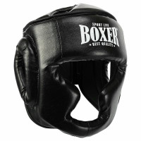 Шолом боксерський з повним захистом шкірозамінник Boxer New L, чорний, код: 2036-N_LBK