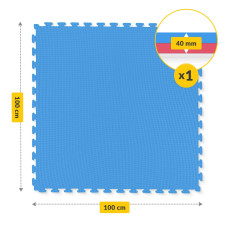 Мат-пазл (ласточкин хвіст) 4Fizjo Mat Puzzle EVA 1000x1000x40 мм, синій-червоний, код: P-5907739310668