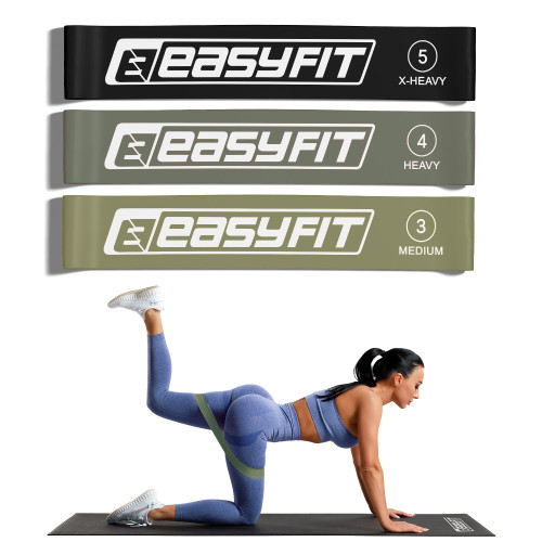 Резинки для фітнесу EasyFit MonoBand набір 3 шт, сірий, код: EF-1812-GY
