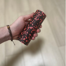 Масажний ролик (роллер) гладкий PowerPlay Mini EPP Foam Roller 150x53 мм, чорний-червоний, код: PP_4346_Red_(15x5)