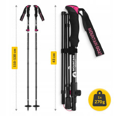 Трекінгові палиці Mountain Goat Pro+ 43-130 см, чорний-рожевий, код: P-5905973404662