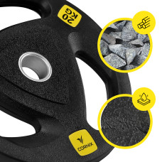 Диск олімпійський Cornix 1 x 20 кг, 51 мм металевий, прогумований Black, код: XR-0428