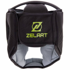 Шолом боксерський з повним захистом шкіряний Zelart S чорний-салатовий, код: VL-3151_SLG