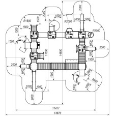 Ігровий комплекс InterAtletika Бастіон New, 11424х11100х3357 мм, код: T912 NEW-SM