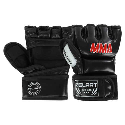 Рукавички для змішаних єдиноборств MMA Zelart XS, чорний, код: BO-0397_XSBK