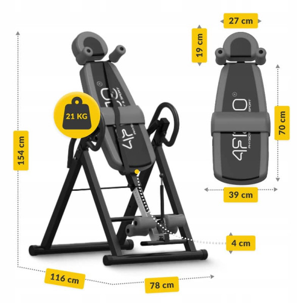 Стіл інверсійний 4Fizjo регульований Black/Grey, код: P-5905973401951