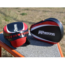 Лапи боксерські PowerPlay PU пара, 230х190х60 мм, чорний-червоний, код: PP_3050_Red