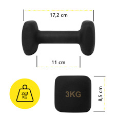 Гантелі вінілові Cornix Square 2x3 кг, чорний, код: XR-0408