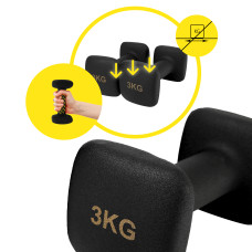 Гантелі вінілові Cornix Square 2x3 кг, чорний, код: XR-0408