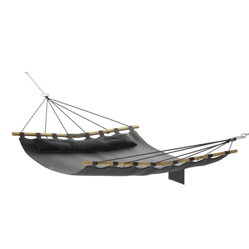 Гамак двомісний з деревʼяними планками Lago чорний, 200х150 см, код: DH01-BLK