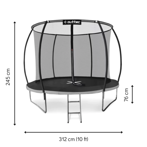 Батут Outtec Premium 10ft (312см) чорно-сірий з внутрішньою сіткою, код: 5907766665847