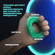 Еспандер кистьовий силіконовий PowerPlay Hand Grip Medium 20 кг, зелений, код: PP_4333_Green_20kg