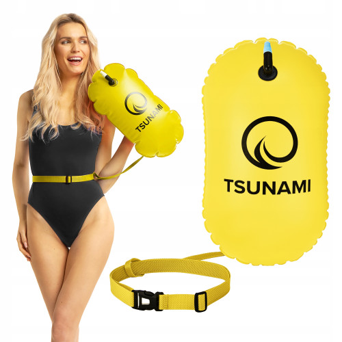 Буй для плавання Tsunami Basic надувний 410х210х190 мм, жовтий, код: P-5907739316806