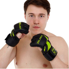 Рукавички для змішаних єдиноборств MMA M, чорний-салатовий, код: BO-8355_MBKLG