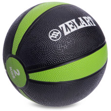 М"яч медичний медбол Zelart Medicine Ball 2 кг, чорний-зелений, код: FI-5122-2
