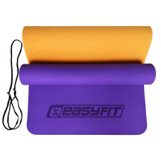 Килимок для йоги та фітнесу двошаровий EasyFit 1830х610х6 мм, фіолетово-оранжевий, код: EF-1924-VO