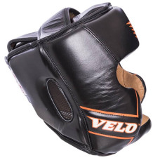 Шолом боксерський з повним захистом шкіряний Velo M чорний, код: VL-2219_MBK-S52