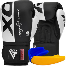 Боксерські рукавиці RDX F4 Boxing Sparring Gloves Hook&Loop 14 унцій, білий-чорний, код: BGR-F4B-14OZ