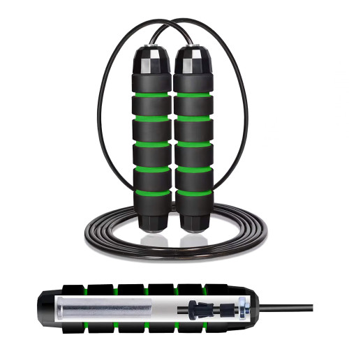 Скакалка швидкісна для кросфіту Cornix Speed Rope Classic з обтяженням, чорний-зелений, код: XR-0352
