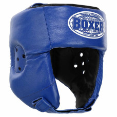 Шолом боксерський відкритий шкіряний Boxer M синій, код: 2027_MBL-S52