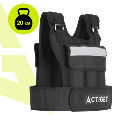 Жилет-обважнювач для тренувань Actiget 20 кг зі змінною вагою Black, код: ACT0124