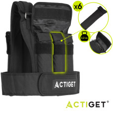 Жилет-обважнювач для тренувань Actiget 20 кг зі змінною вагою Black, код: ACT0124