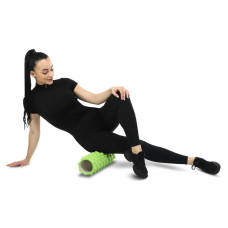 Ролер масажний циліндр (ролик мфр) FitGo Grid Rumble Roller, 450x140 мм, салатовий, код: FI-9395_LG